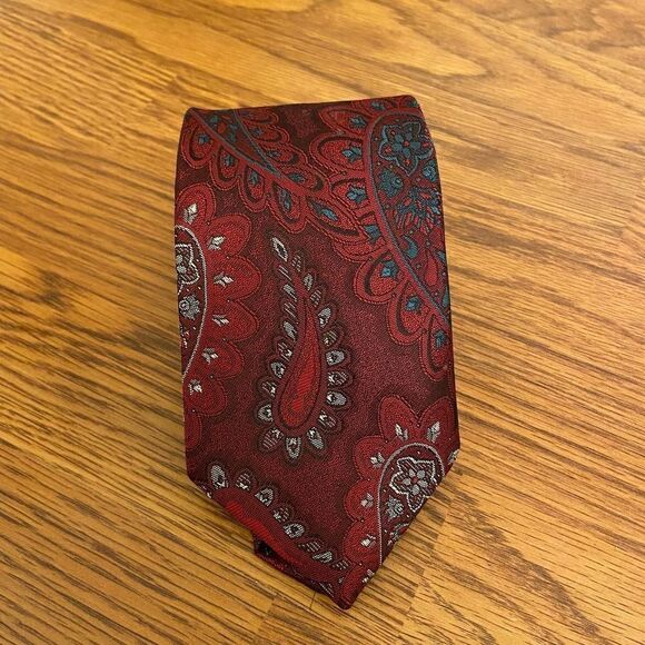 Oscar de la Renta Burgundy Red Paisley Tie - Picture 1 of 3